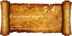 Forschner Anett névjegykártya